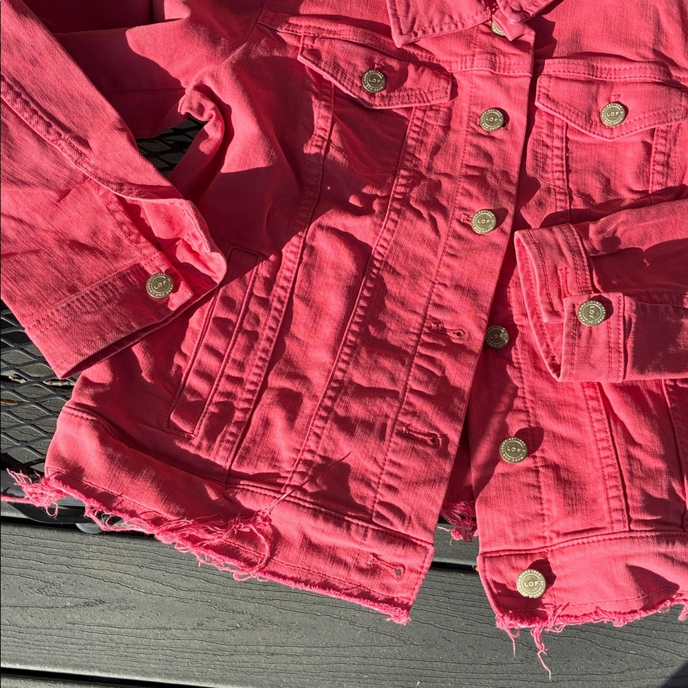 Coral Pink LOFT Denim Jacket -Small - Picture 5 of 7